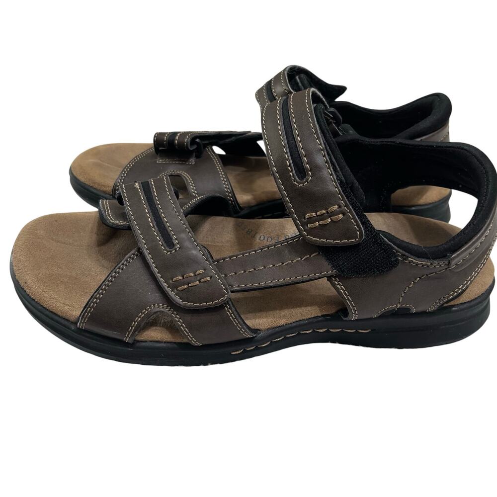 Dockers Men’s Sandals Sz 11‎ Fushion Footbed Brown Hook/Loop Leather